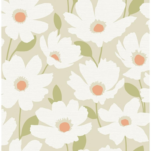 Brewster Astera Neutral Floral Neutral Wallpaper Sample