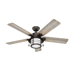 Key Biscayne 54 in. Indoor/Outdoor Onyx Bengal Ceiling Fan with Light Kit