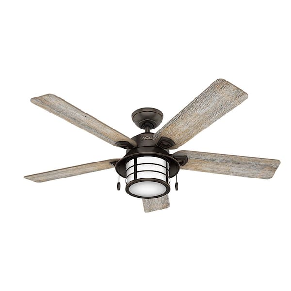 Hunter Key Biscayne 54 in. Indoor/Outdoor Onyx Bengal Ceiling Fan with Light Kit