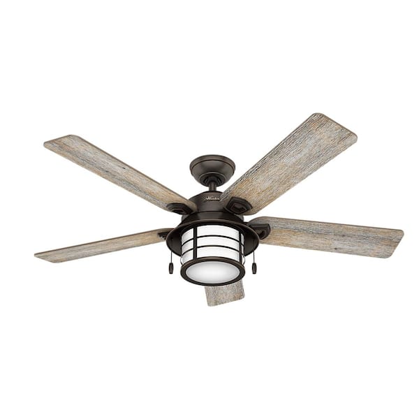 Key Biscayne 54 in. Indoor/Outdoor Onyx Bengal Ceiling Fan with Light Kit