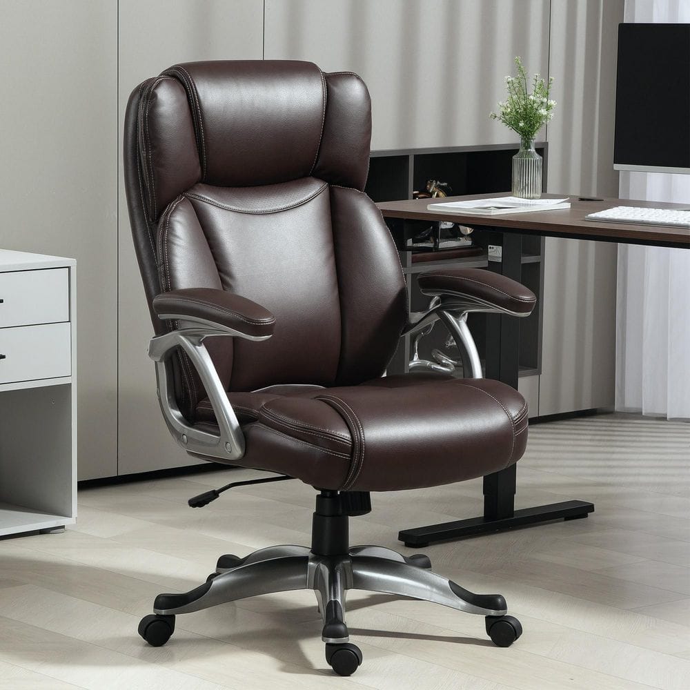 Homcom - Executive Office Chair, 400LBS Big and Tall Office Chair with Foot Rest, Microfiber Computer Desk Chair - Thumbnail 4