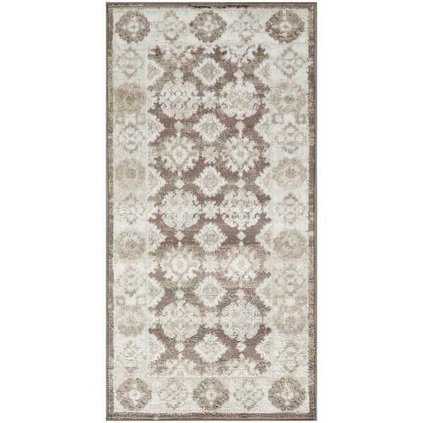 Nourison Dekor Ivory Brown 2 ft. x 4 ft. Medallion Traditional Area Rug