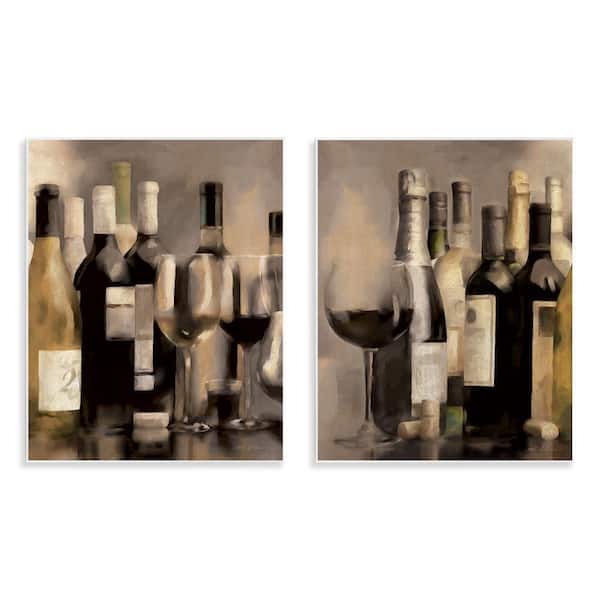 Stupell Industries Kitchen Wine Bottles Setup by Carol Robinson 2 Pieces Unframed Food Graphic Art Print 14 in. x 11 in.