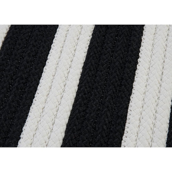Baxter Black White 2 ft. x 10 ft. Braided Indoor/Outdoor Patio Runner Rug