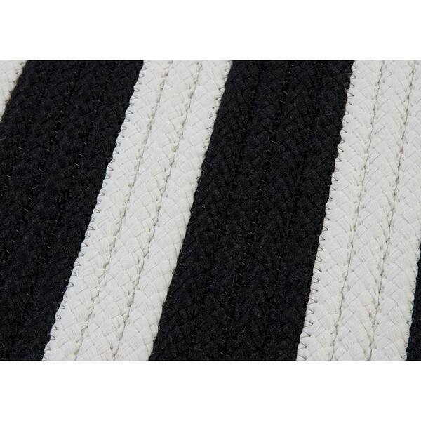 Baxter Black White 2 ft. x 12 ft. Braided Indoor/Outdoor Patio Runner Rug