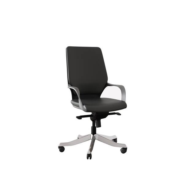 Nyhus Hunter Grey Mid-Back Aluminum Base Leather Upholstery Adjustable Ergonomic Office Chair