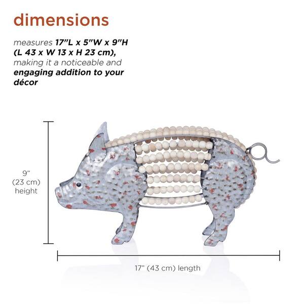 Alpine Corporation Metal Pig with Hollow Head and Wooden