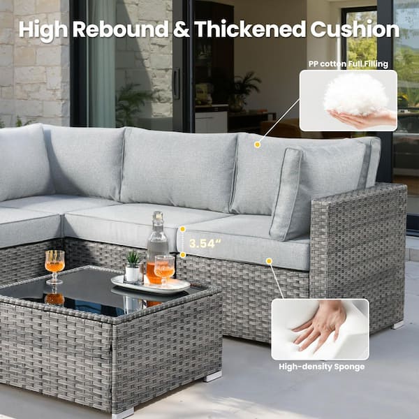 weaxty W Daffodil D Gray 7-Piece Wicker Patio Conversation Sofa