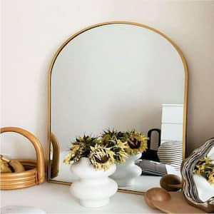 HOMLUX Arched Wall Mounted Mirror 26"x38" in Gold