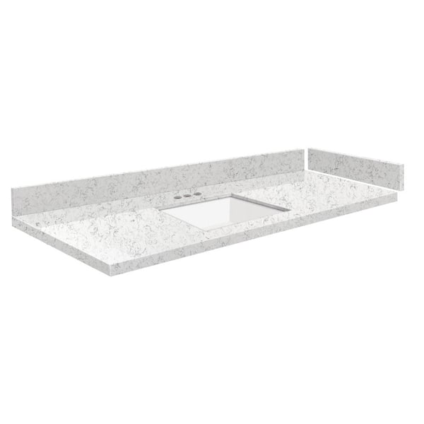 Transolid Silestone 49 in. W x 22.25 in. D Quartz White Rectangular Single Sink Vanity Top in Lyra