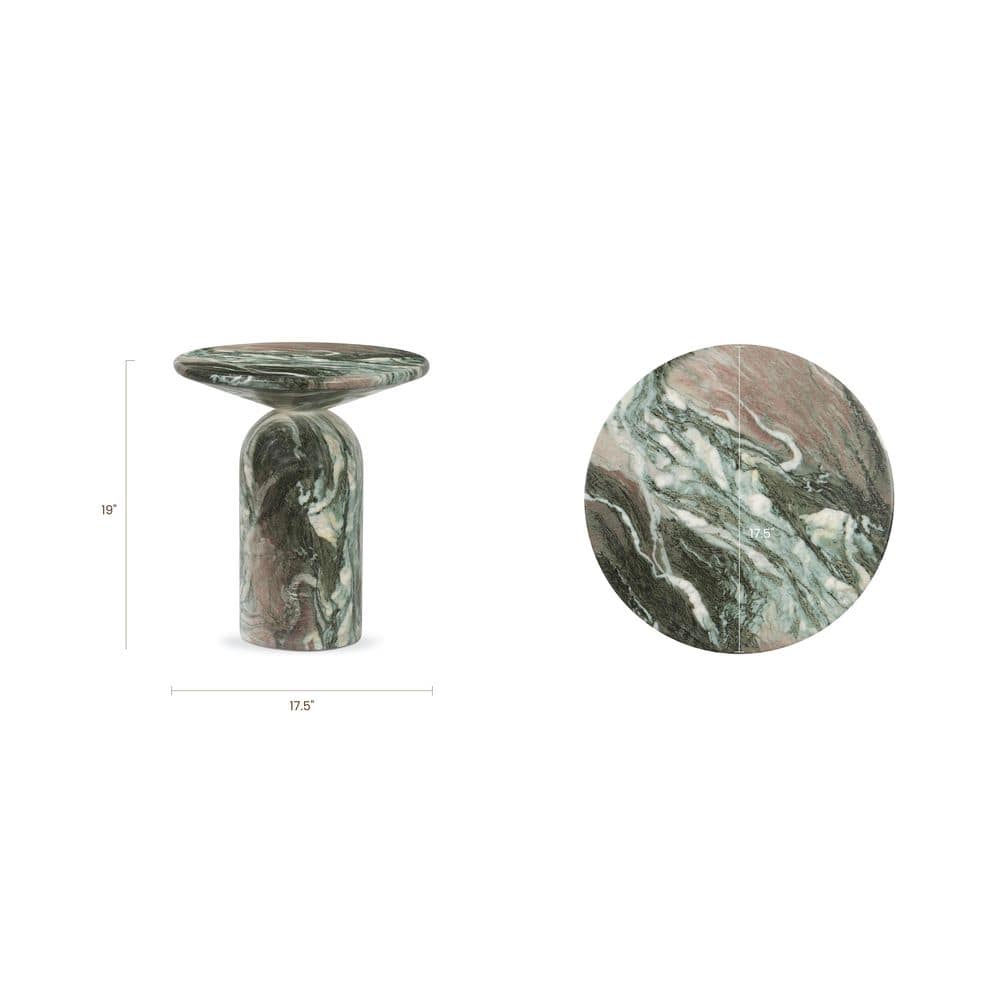 Wels 17.5 in. Stone Specialty Shape Green Marble End Table - thumbnail 10