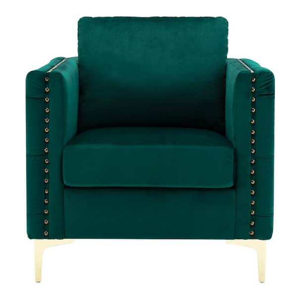 Unbranded Amalia Modern Green Velvet Tufted Button Accent Chair