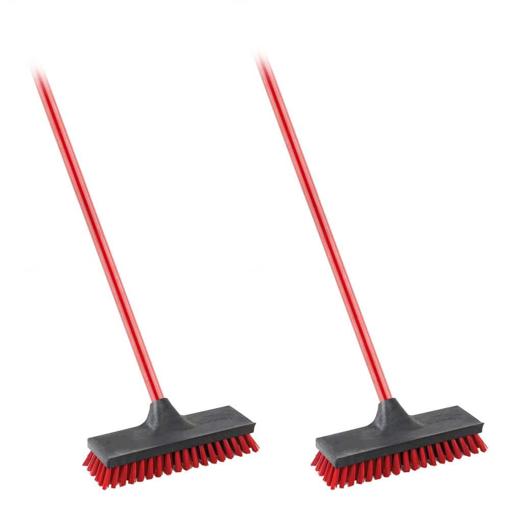 Floor and Deck Scrub Brush with Steel Handle (2-Pack)