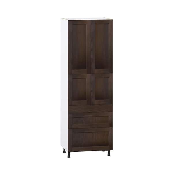 J COLLECTION Lincoln Chestnut Solid Wood Assembled Pantry Kitchen Cabinet with Inner Drawers (30 in. W x 89.5 in. H x 24 in. D)