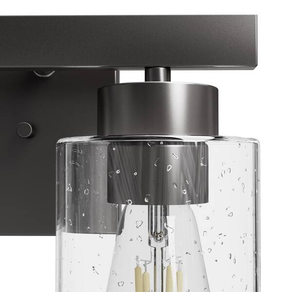 Hunter - Hartland 13 in. 2-Light Noble Bronze Vanity Light with Clear Seeded Glass Shades