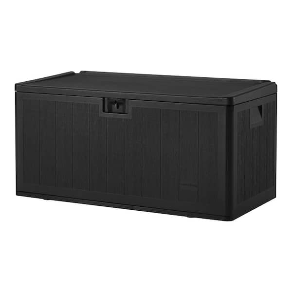 Hampton Bay 130 Gal. Brown Resin Wood Look Outdoor Storage Deck Box with  Lockable Lid HBDB130WLJ-GS - The Home Depot