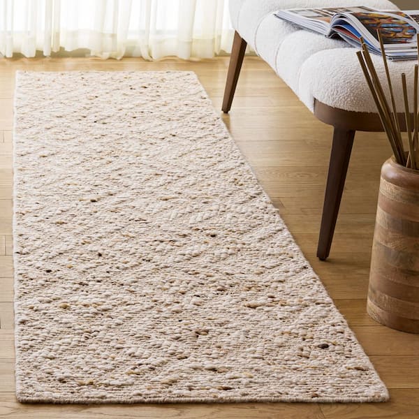 Natural Fiber 2 ft. x 8 ft. Beige High-Low Diamond Runner Rug