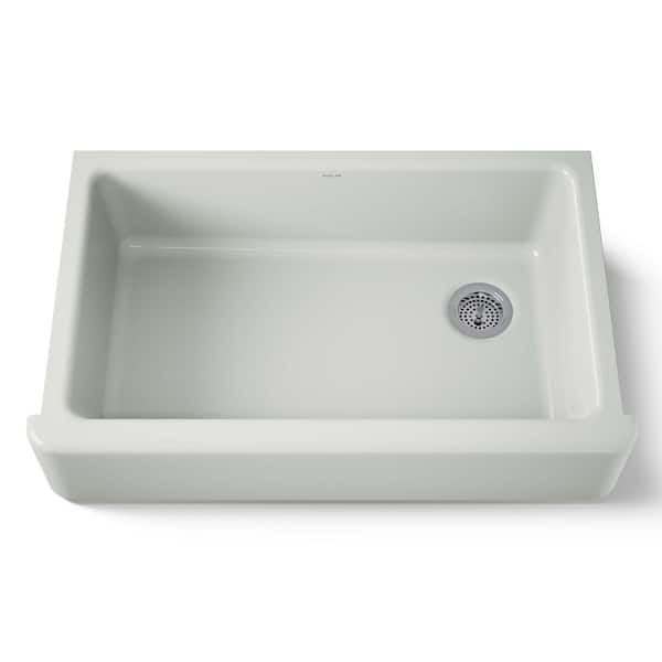 KOHLER Whitehaven Farmhouse/Apron-Front Cast Iron 36 in. Single Basin Kitchen Sink in Sea Salt