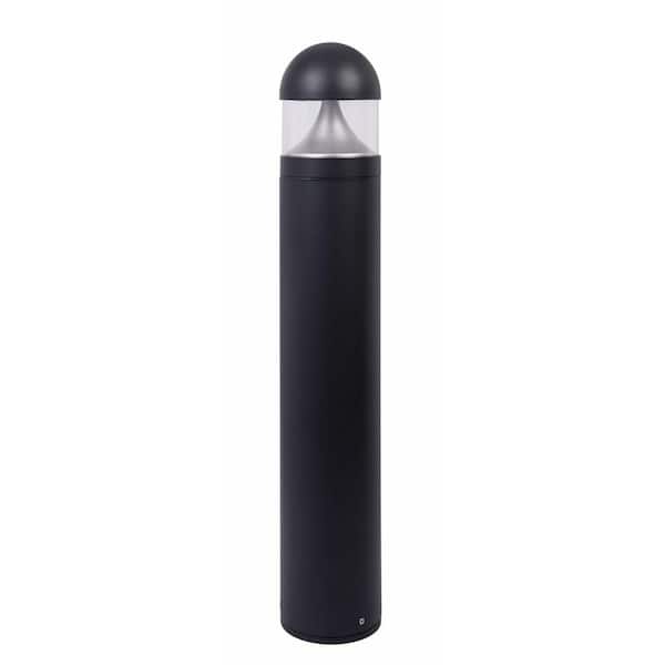 Rounded 201BC Line-Voltage Black Aluminum 1400 Lumen Hardwired Integrated LED Bollard Light 4000K