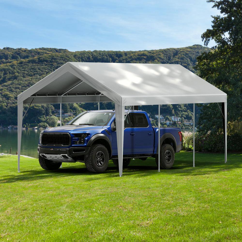 Gray 10' x 20' Waterproof Carport Canopy Cover with Aluminum Frame