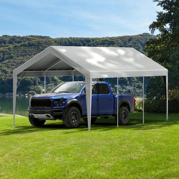 10 x 20 ft. Carport Replacement Canopy Cover Garage Waterproof and UV Protected Grey (Only Top Cover Frame Not Include)