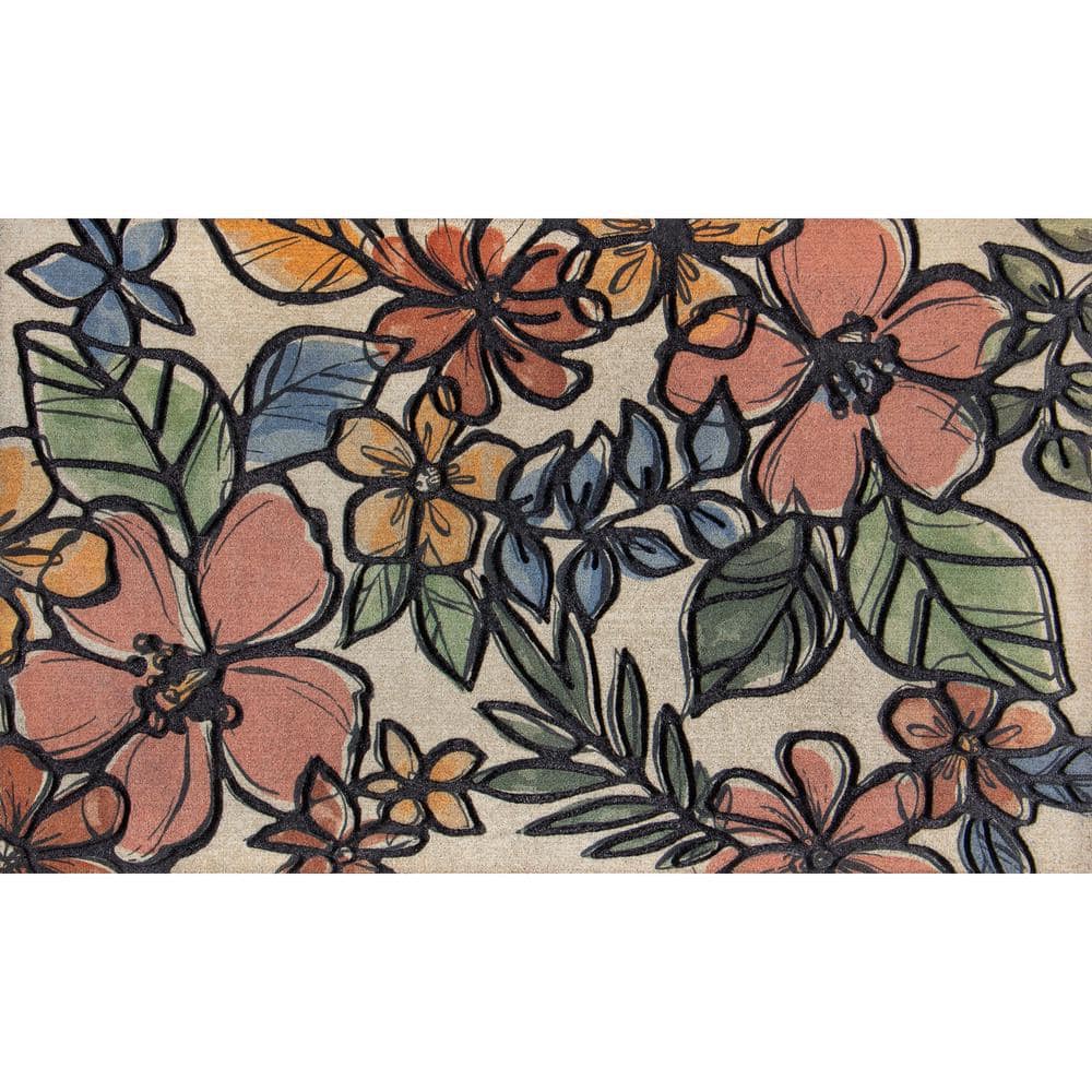 StyleWell Bold Floral Multi 18 in. x 30 in. Non-Slip Indoor Outdoor Door Mat 60730286418x30 - The Home Depot