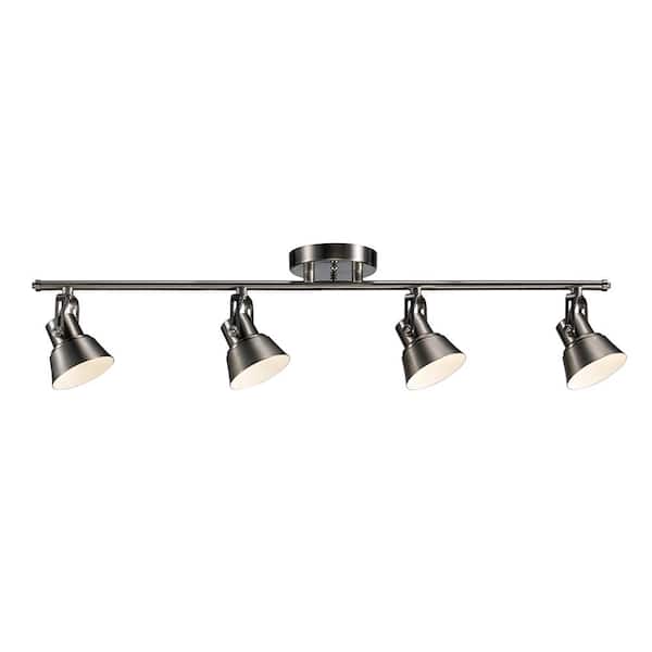 Monteaux Lighting 33 in. 4-Light Integrated LED Brushed Nickel Track Light Fixture with Adjustable Heads
