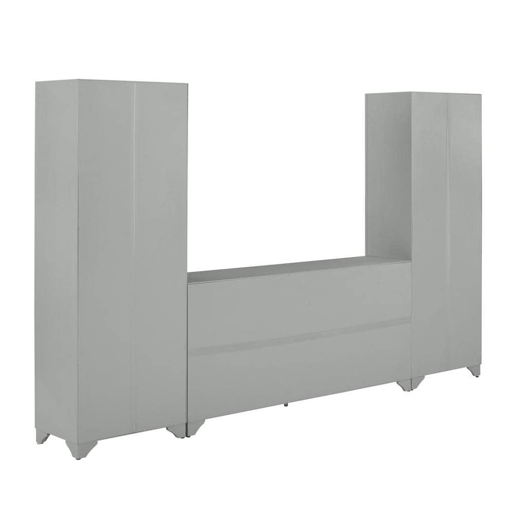 Tara Distressed Gray Modern Farmhouse Sideboard and Pantry Set