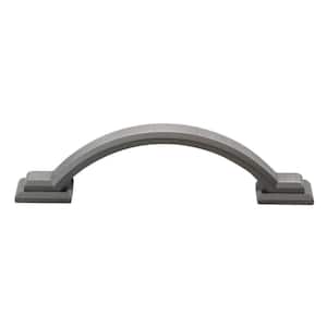 3 in. Center-to-Center Brushed Pewter Arched Square Cabinet Pull (10-Pack)