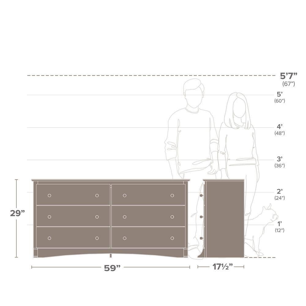 Monterey 6-Drawer White Dresser - thumbnail 7