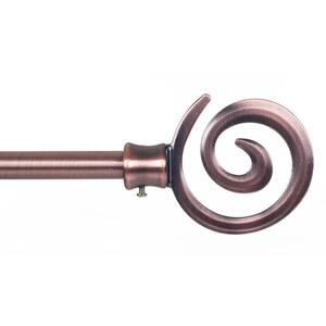 48 in. - 86 in. Telescoping 3/4 in. Single Curtain Rod in Antique Copper with Spiral Finial
