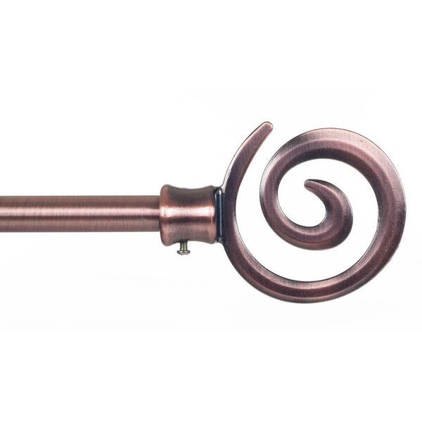 Lavish Home 48 in. - 86 in. Telescoping 3/4 in. Single Curtain Rod in Antique Copper with Spiral Finial
