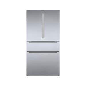 800 Series 36 in 21 cu ft Smart Counter Depth French Door Recessed Handle Refrigerator in Stainless Steel w/ Ice & Water
