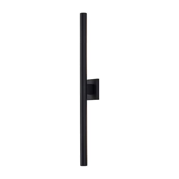 C Cattleya 32 in. Black 2-Light 30-Watt Dimmable LED Outdoor Hardwired Wall Lantern Sconce with Frosted Glass Diffuser