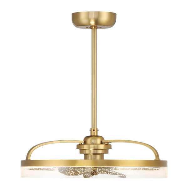 Lyria 24 in. W Indoor Warm Brass Integrated LED Ceiling Fan D'Lier with Clear Seeded Acrylic and Remote Control Included