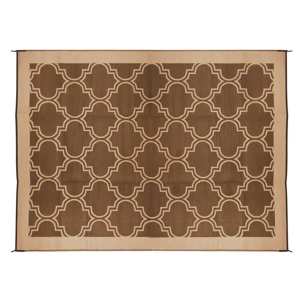 Camco 6  x 9  Reversible RV Outdoor Mat  Camping Mat  Brown / Tan Lattice