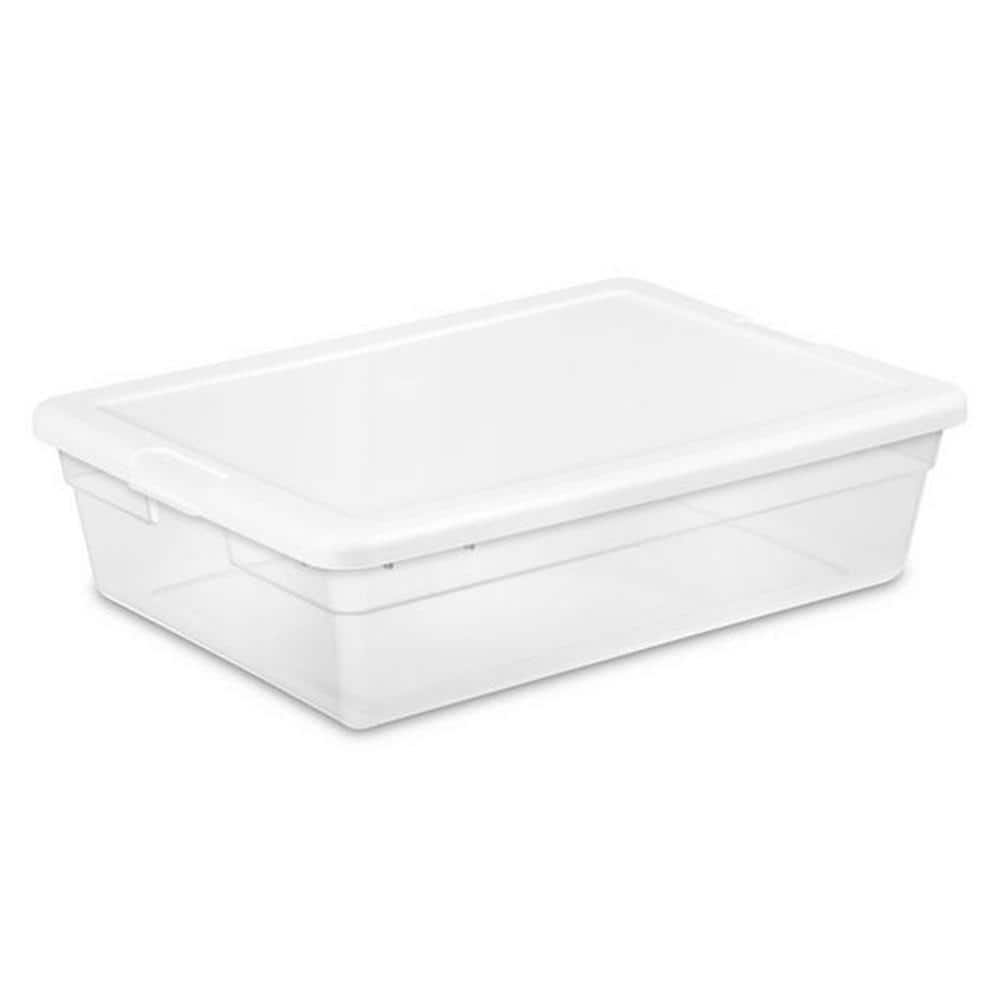 28 Qt. Clear Bin Storage Box Tote Container with White Lid (40 Pack)