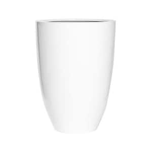 20.47 in. W and 28.35 in. H Extra Large Round Glossy White Fiberstone Indoor Outdoor Ben Planter