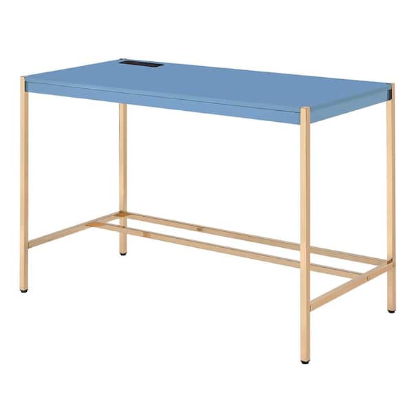 Acme Furniture 20 in. Rectangular Navy Blue & Gold Finish Writing Desk