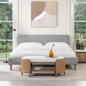 Diego Light Gray Upholstered Frame King Platform Bed with Adjustable Height Headboard