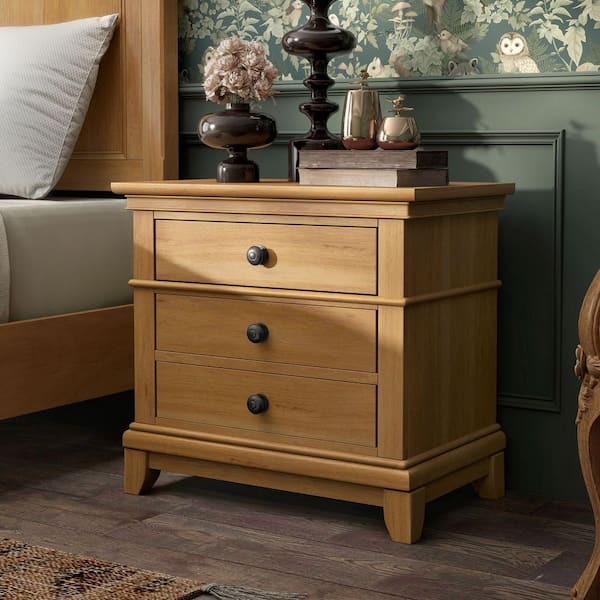 Furniture of America Zeller Natural Oak 2-Drawer 28 in. W Nightstand With Cedar Bottom Drawer