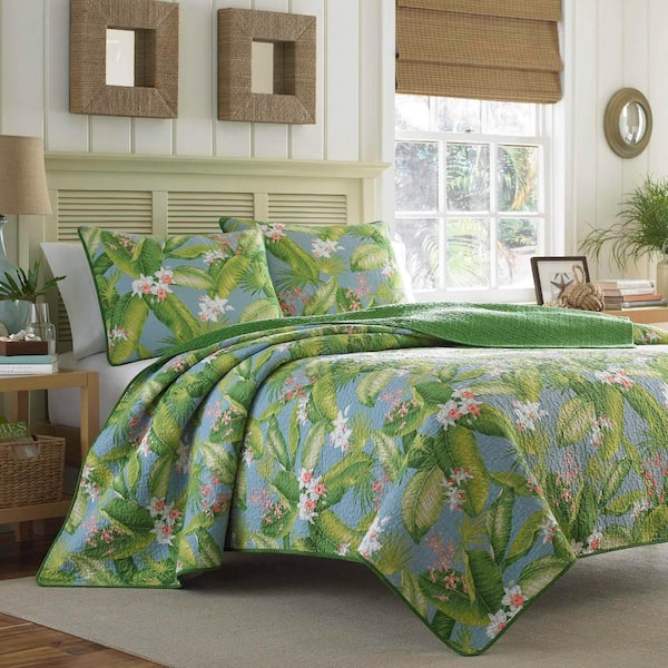 Tommy Bahama Aregada Dock 2-Piece Blue Floral Cotton Twin Quilt Set