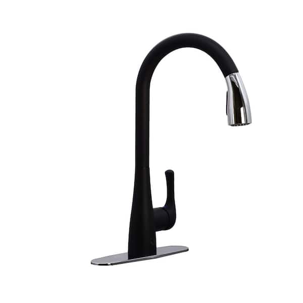 Westbrass Single Handle Touchless Motion Sensor Kitchen Faucet with Pull Down Sprayer Head, Matte Black/Polished Chrome