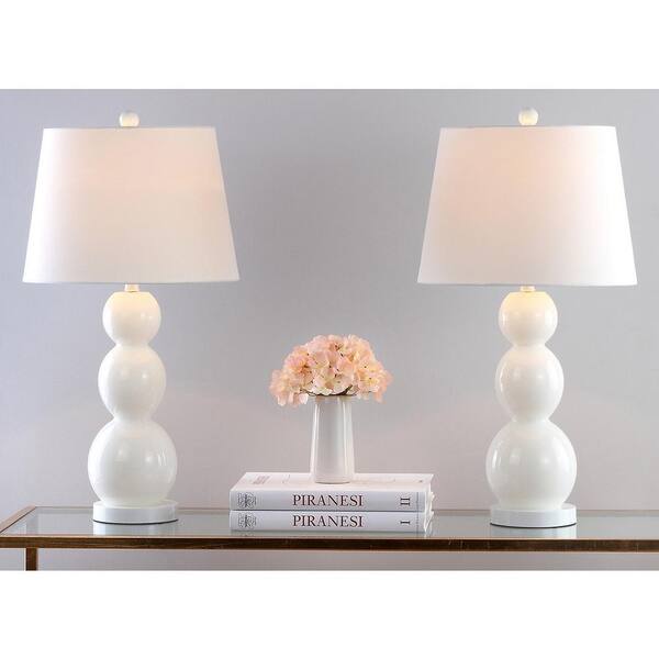 white sphere table lamp