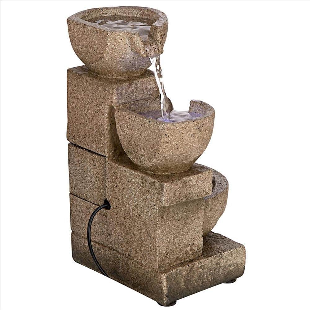 Villa Fortino Cascading Brown Resin Garden Fountain with LED Lights
