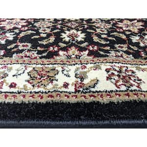 Como Black 2 ft. x 8 ft. Traditional Oriental Floral Area Rug