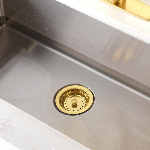 Gold Kitchen Sink Waste Kit & Square Overflow Cover 