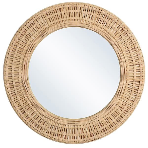 StyleCraft 23.62 in. W x 23.62 in. H Wood Beige Decorative Mirror ...