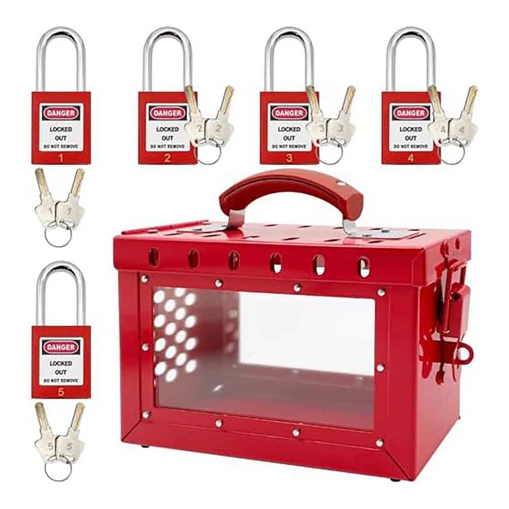 5-Pack Portable Steel Acrylic Lockout Tagout Box Kit with 5 Numbered Locks 13 Slots Lock Out Station price history on PriceWatchPro