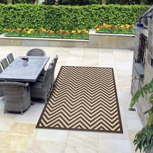 FW Collection Ellaville Dark Brown 9 ft. x 12 ft. Chevron Polypropylene Indoor/Outdoor Area Rug